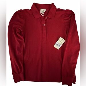 Tuckernuck Long Sleeve Pique Puff Sleeve Peggy Polo L